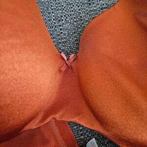 Cacique By Lane Bryant stunning support orange underwire lace bow bra 42D